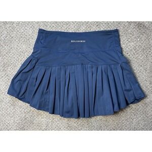 Gold Hinge Blue Pleated Tennis Skort Small Athletic Mini Skirt Pickleball Tennis
